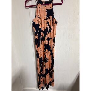 The Limited Women's Black and Peach Floral Maxi Dress Size Small
